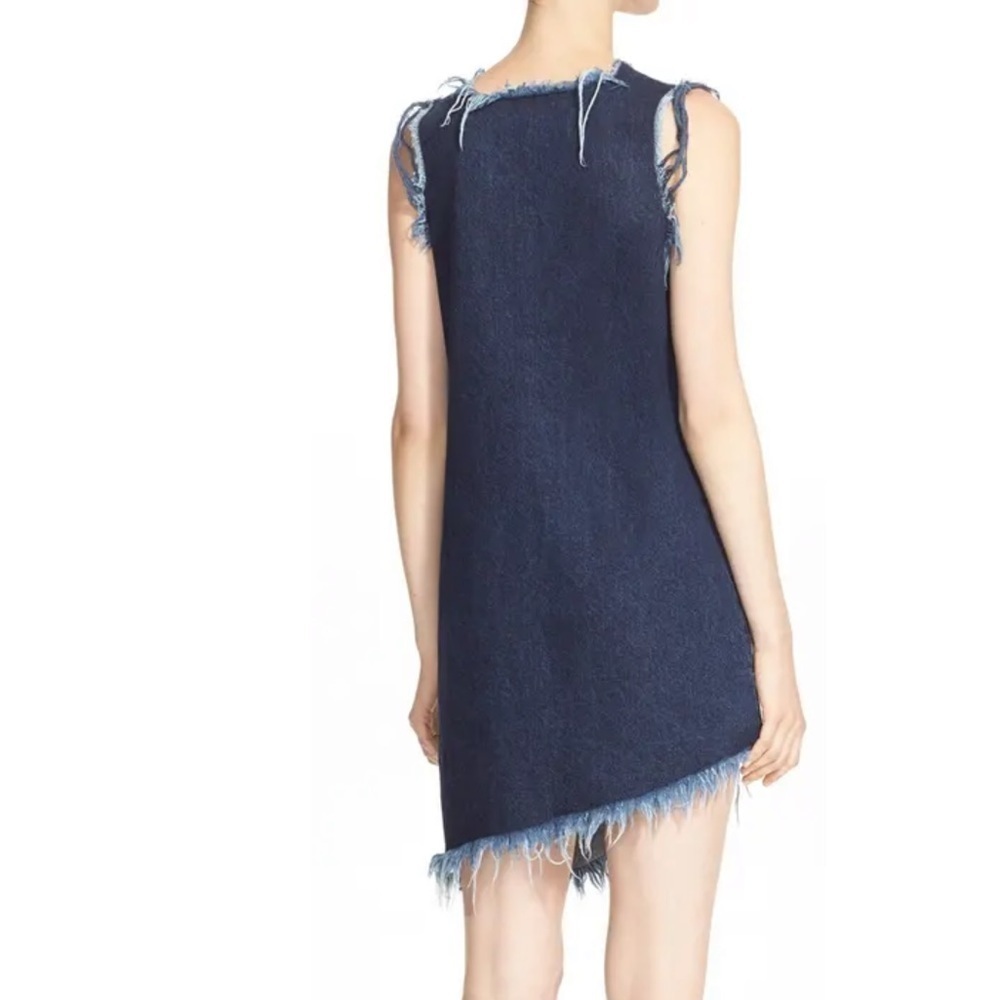 Marques Almeida Asymmetrical Hem Dark Was Denim Mini Shift Sleeveless Dress — image 2 of 8